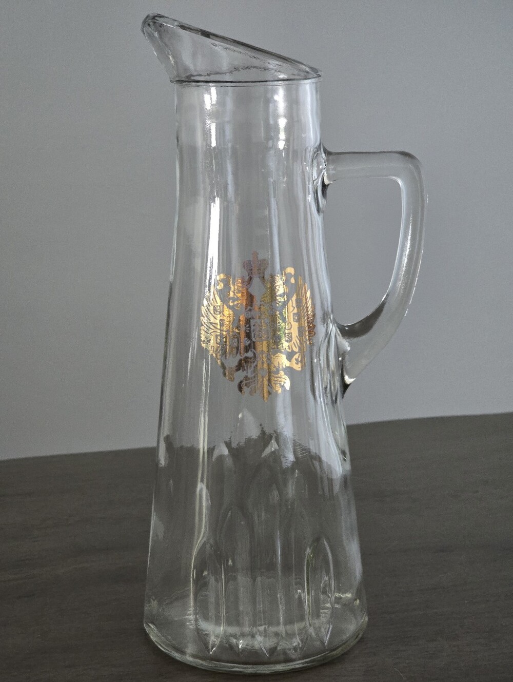 Vintage Owens Illinois Romanov Double Headed Eagle 28 oz Glass Decanter Pitcher